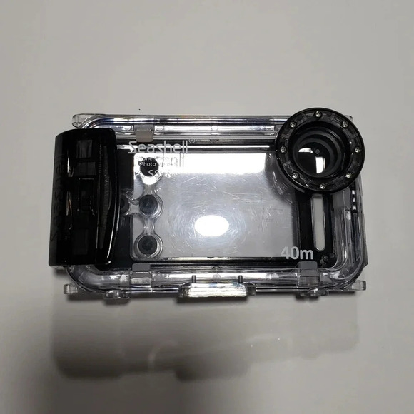 (2)Seashell SS-I  40mm iPhone waterproof /underwater housing case black/clear - Picture 1 of 6